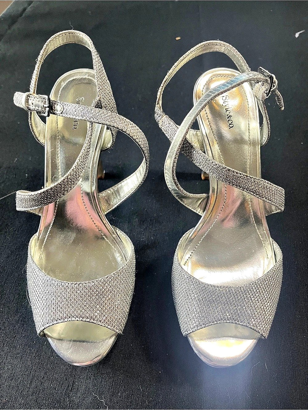 style&co. Silver Ankle Strap Heals